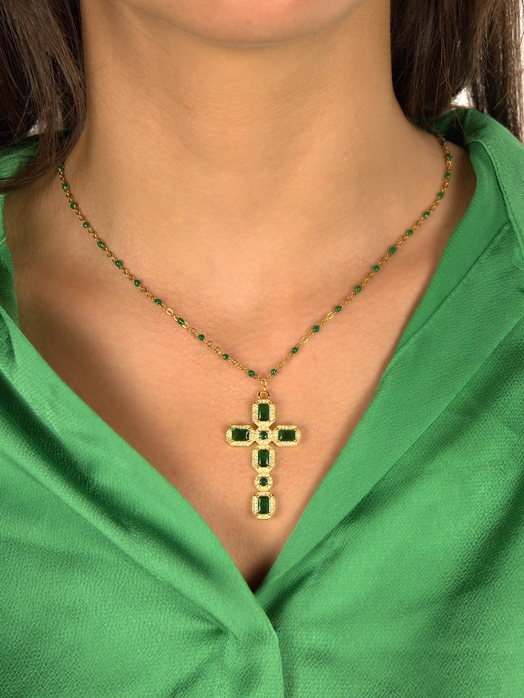 COLLIER LONG CROIX DIAMANT